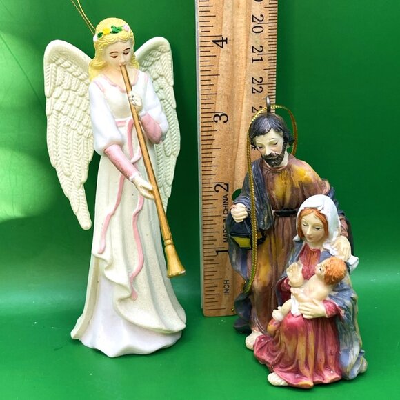 Vintage JOY Dove Angel Nativity Ornaments Set/3 Holiday Décor Christmas Classic - Picture 2 of 12